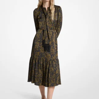 Michael Kors フリンジ タイ ミディドレス