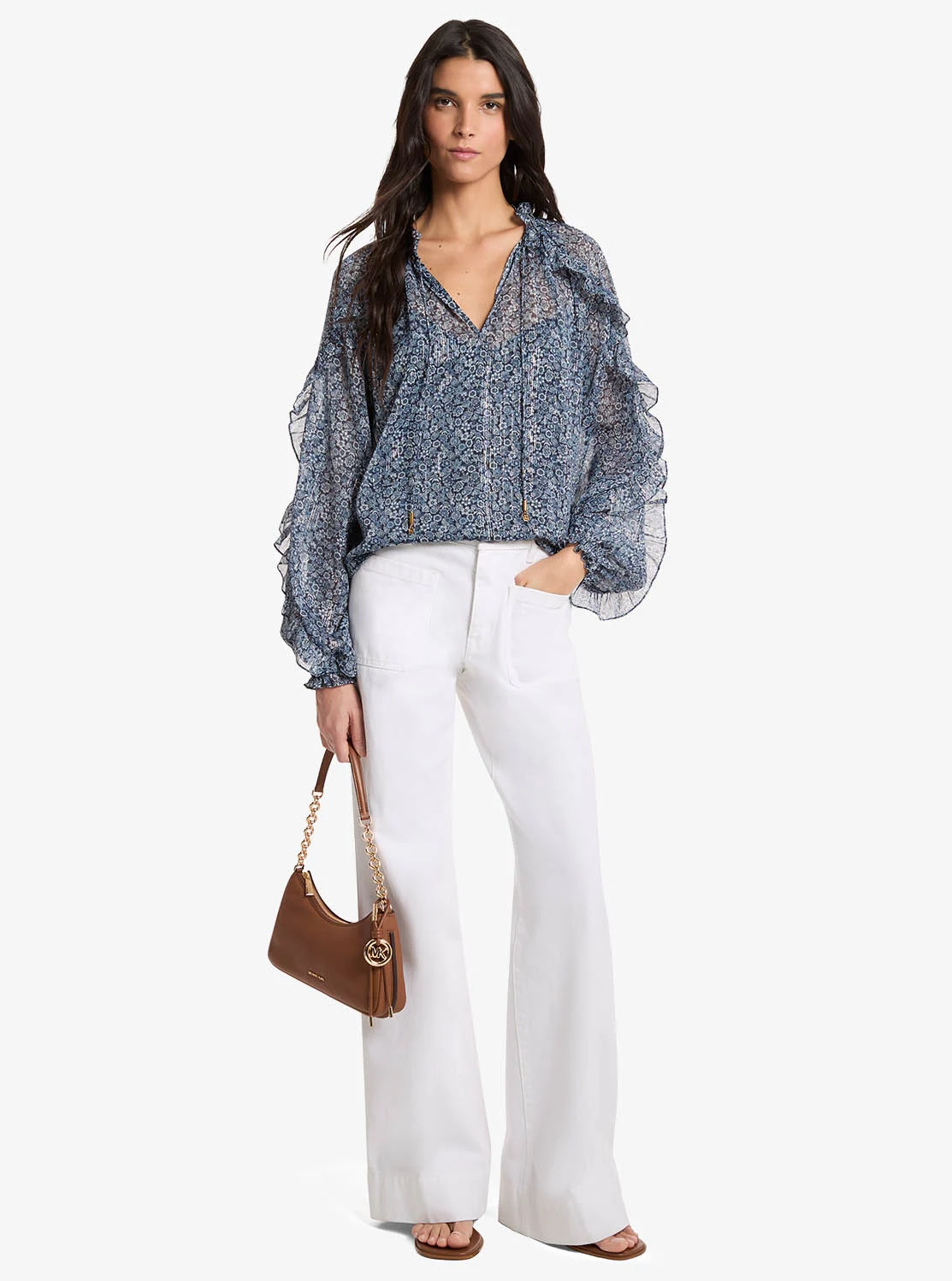 Michael Kors フローラル ラッフル ブラウス