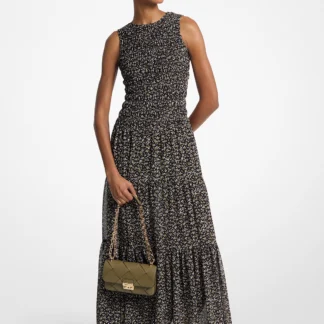 Michael Kors フローラルプリント スモック ジョーゼット マキシ ドレス