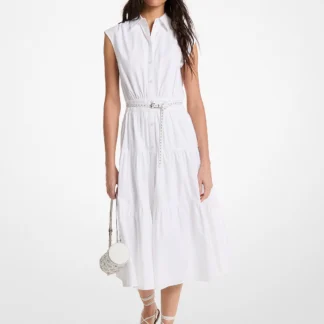 Michael Kors ベルテッド コットン ポプリン スリーブレス シャツドレス
