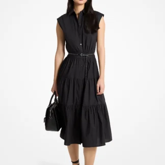 Michael Kors ベルテッド コットン ポプリン スリーブレス シャツドレス