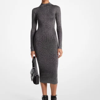 Michael Kors メタリック ニット モックネック ドレス
