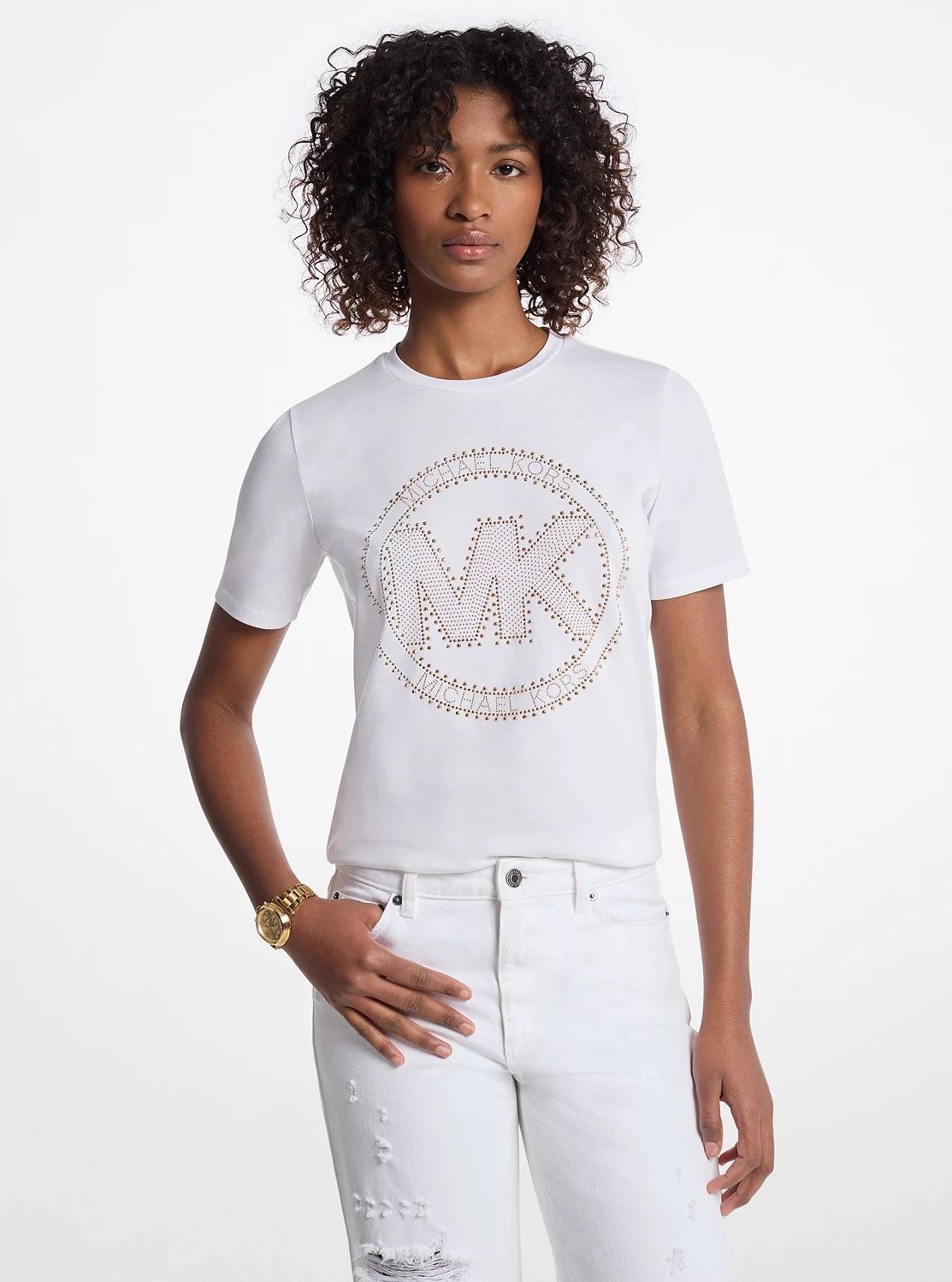 Michael Kors ラインストーン MK サークル ロゴ Tシャツ
