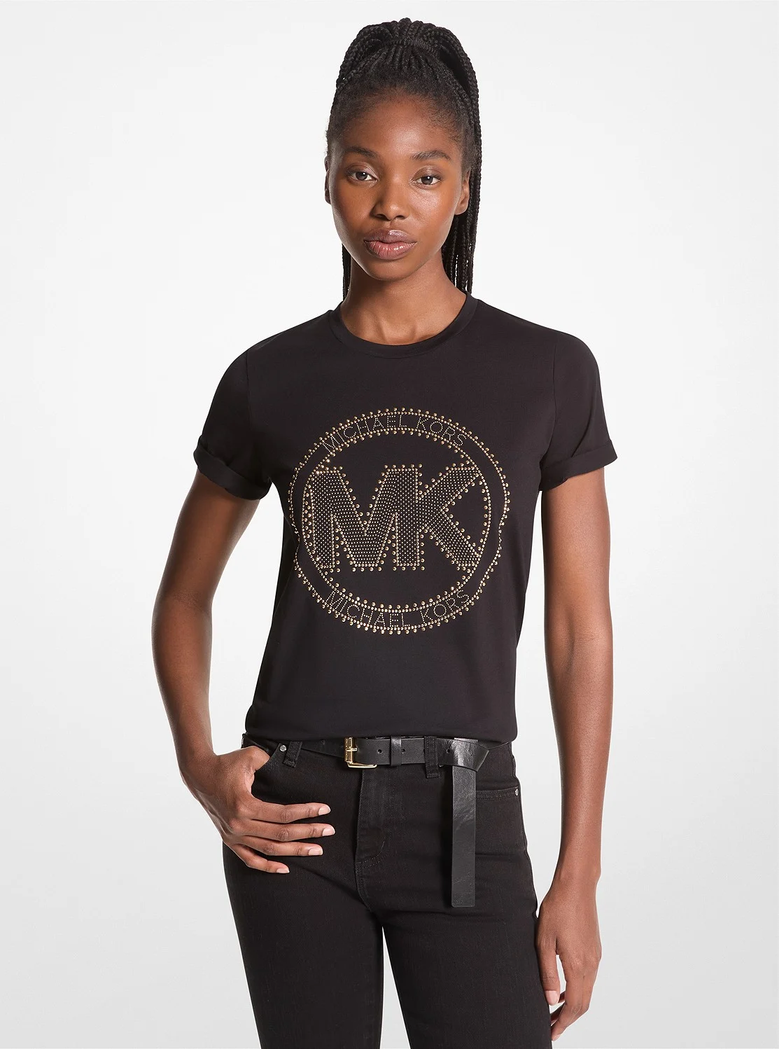 Michael Kors ラインストーン MK サークル ロゴ Tシャツ