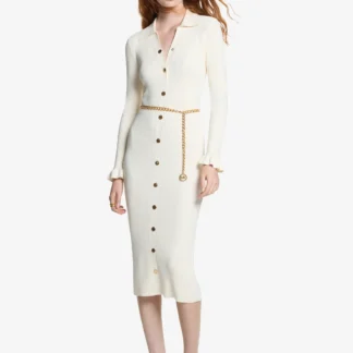 Michael Kors ラッフル カフ スナップ ミディドレス