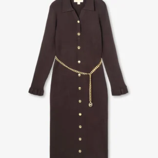 Michael Kors ラッフル カフ スナップ ミディドレス