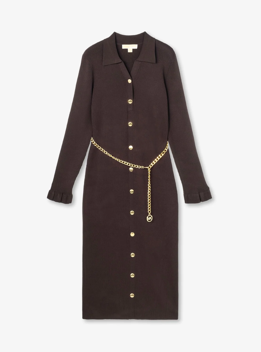 Michael Kors ラッフル カフ スナップ ミディドレス