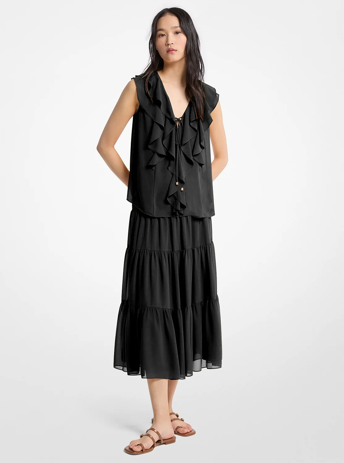 Michael Kors ラッフル ジョーゼット ブラウス