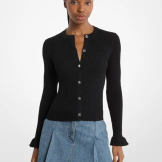 Michael Kors ラッフル ストレッチニット カーディガン