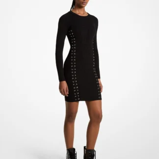 Michael Kors リブ ストレッチ ニット レースアップ ドレス