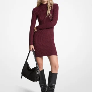 Michael Kors リブストレッチ ウール モックネック ドレス