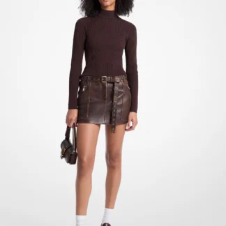 Michael Kors レザー ミニスカート