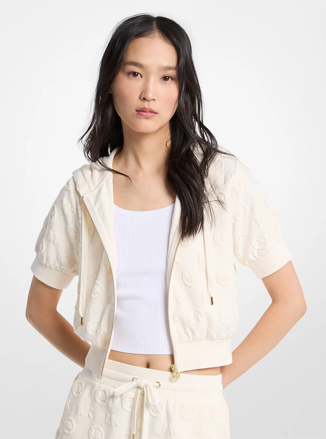 Michael Kors ロゴ ジャガード テリー ショートスリーブ ジャケット