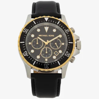 Michael Kors EVEREST オーバーサイズ シルバートーン & レザーウォッチ