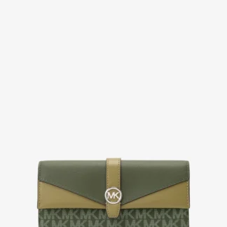 Michael Kors GREENWICH フラップ コンチネンタル ウォレット ラージ - MKシグネチャー