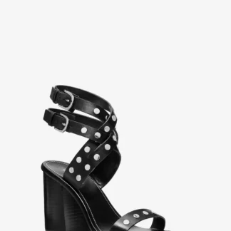 Michael Kors IRENE スタッズ レザー ブロックヒール サンダル