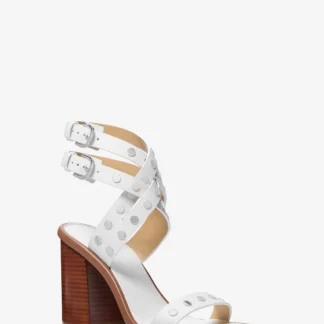 Michael Kors IRENE スタッズ レザー ブロックヒール サンダル
