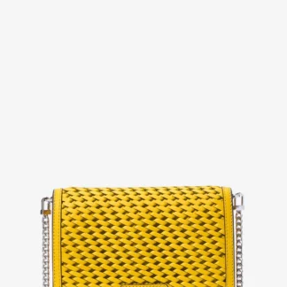 Michael Kors JET SET ウーヴン レザー フラップ チェーン クロスボディ ミディアム