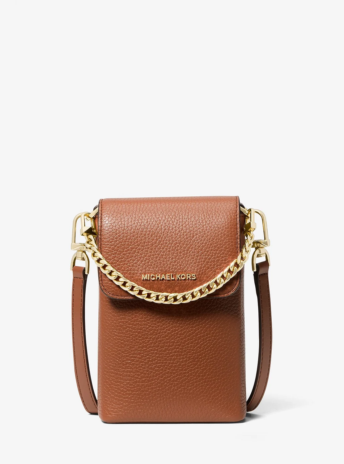Michael Kors JET SET ペブルレザー チェーンリンク スマートフォンクロスボディ スモール