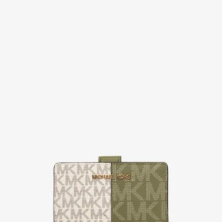 Michael Kors Jet Set Travel дунд хэмжээний хоёр өнгөт gậpдэг түрийвч - MK хээтэй