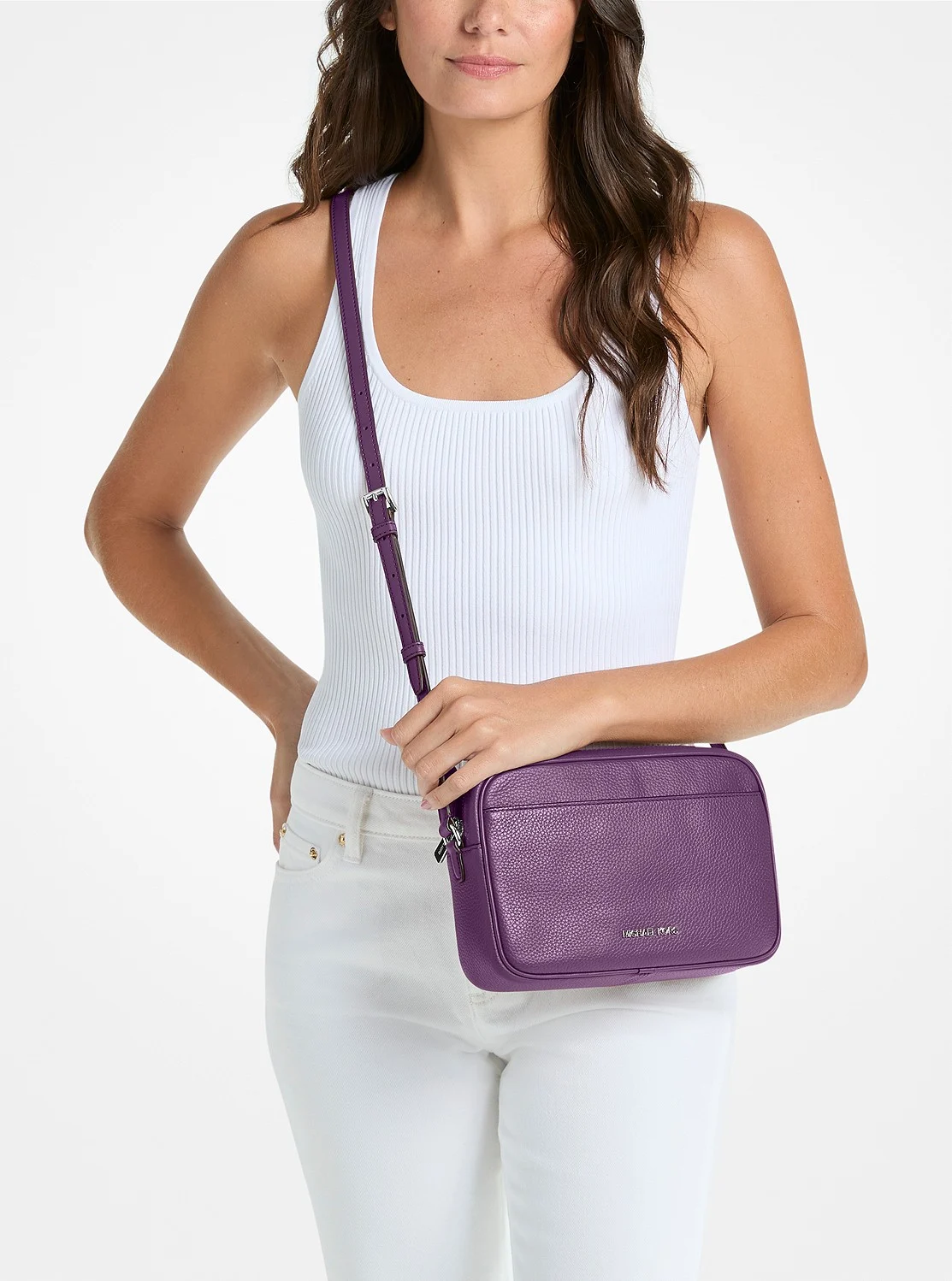 Michael Kors JET SET TRAVEL ぺブルレザー カメラ クロスボディ ラージ - Image 4