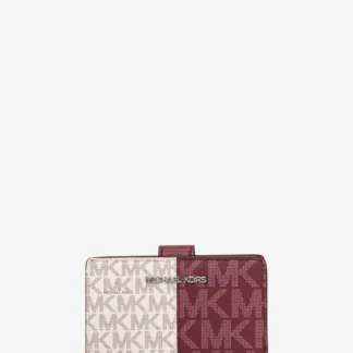 Michael Kors JET SET TRAVEL ツートーン ビルフォールド ジップ コンパクト ウォレット ミディアム - MKシグネチャー