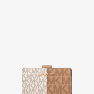 Michael Kors JET SET TRAVEL ツートーン ビルフォールド ジップ コンパクト ウォレット ミディアム - MKシグネチャー