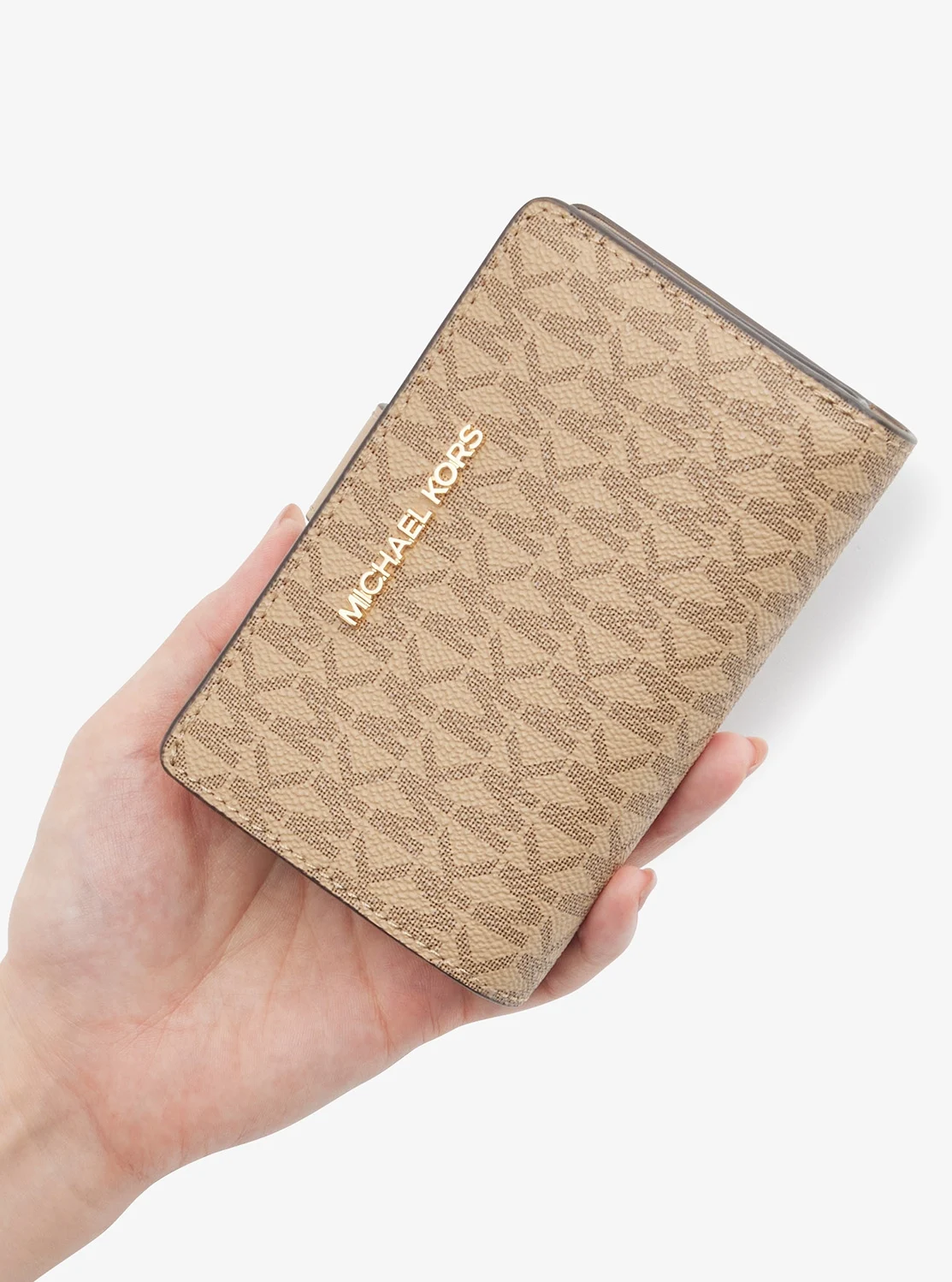 Michael Kors JET SET TRAVEL ツートーン ビルフォールド ジップ コンパクト ウォレット ミディアム - MKシグネチャー - Image 4