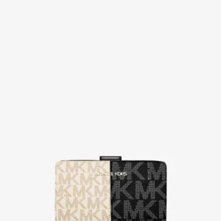 Michael Kors JET SET TRAVEL ツートーン ビルフォールド ジップ コンパクト ウォレット ミディアム - MKシグネチャー