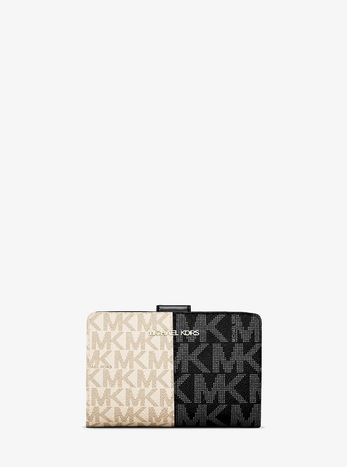 Michael Kors JET SET TRAVEL ツートーン ビルフォールド ジップ コンパクト ウォレット ミディアム - MKシグネチャー