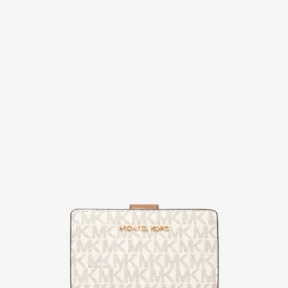 Michael Kors JET SET TRAVEL ビルフォールド ジップ コンパクト ウォレット ミディアム - MKシグネチャー