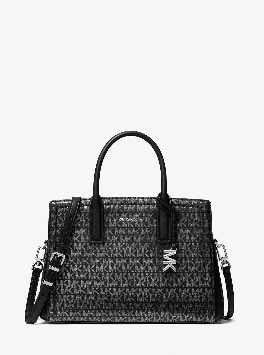 Michael Kors LAILA メタリック サッチェル ミディアム - MKシグネチャー