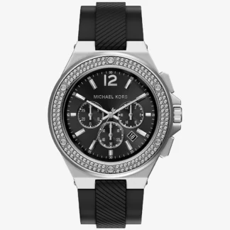 Michael Kors LENNOX オーバーサイズ パヴェ シルバートーン & シリコン ウォッチ