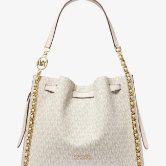 Michael Kors MINA ベルトチェーン インレイショルダー ラージ - MKシグネチャー