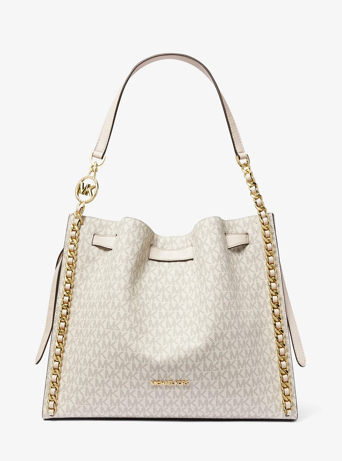 Michael Kors MINA ベルトチェーン インレイショルダー ラージ - MKシグネチャー