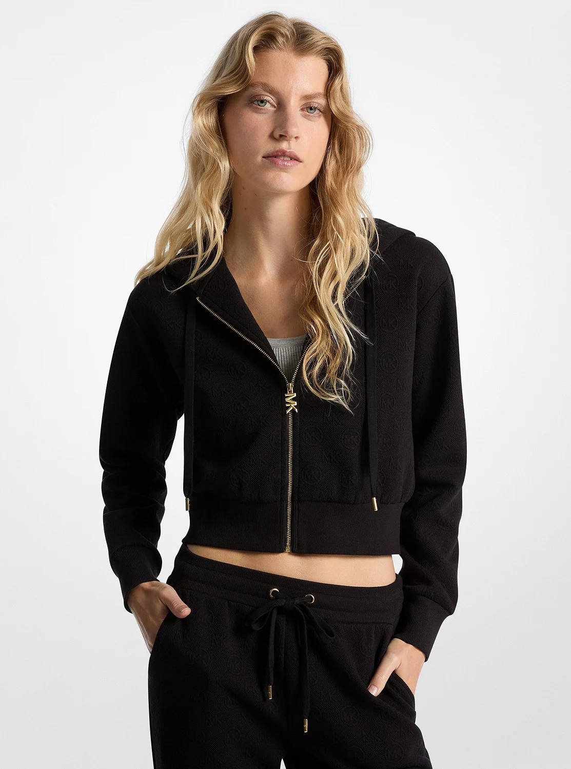 Michael Kors MK CHARM ジャカード クロップ ジップ フーディー