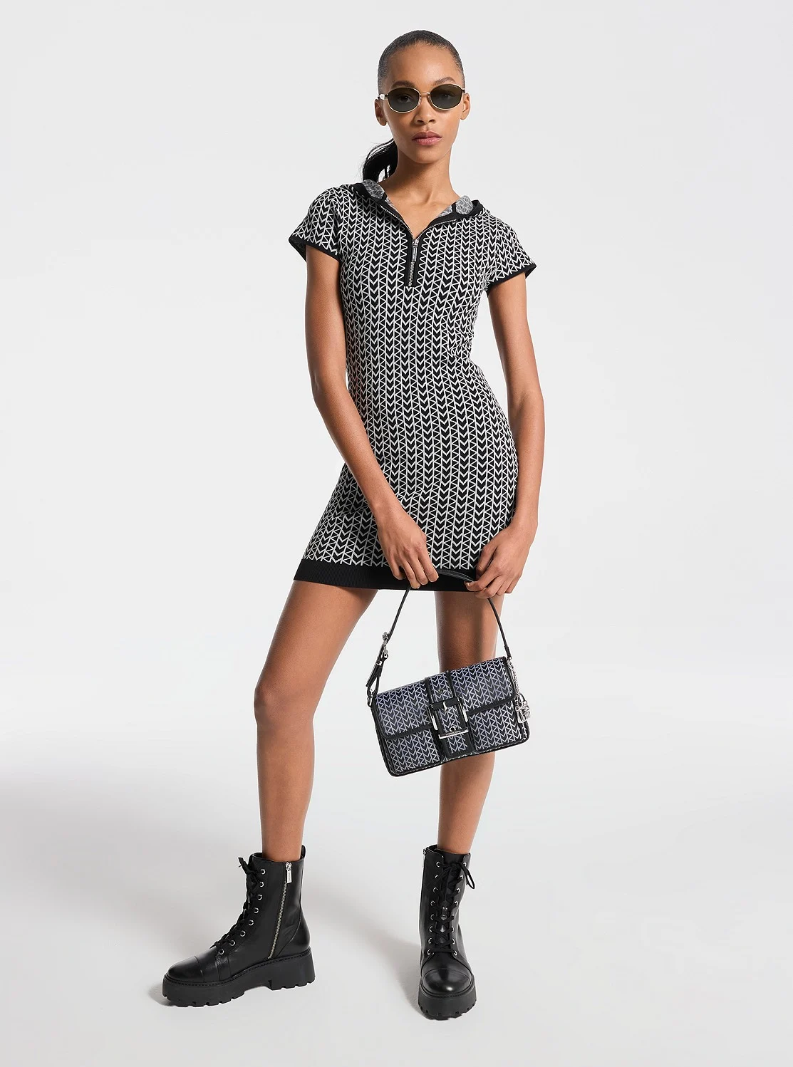 Michael Kors MK2000 ジャカード フーディー ジップ ドレス