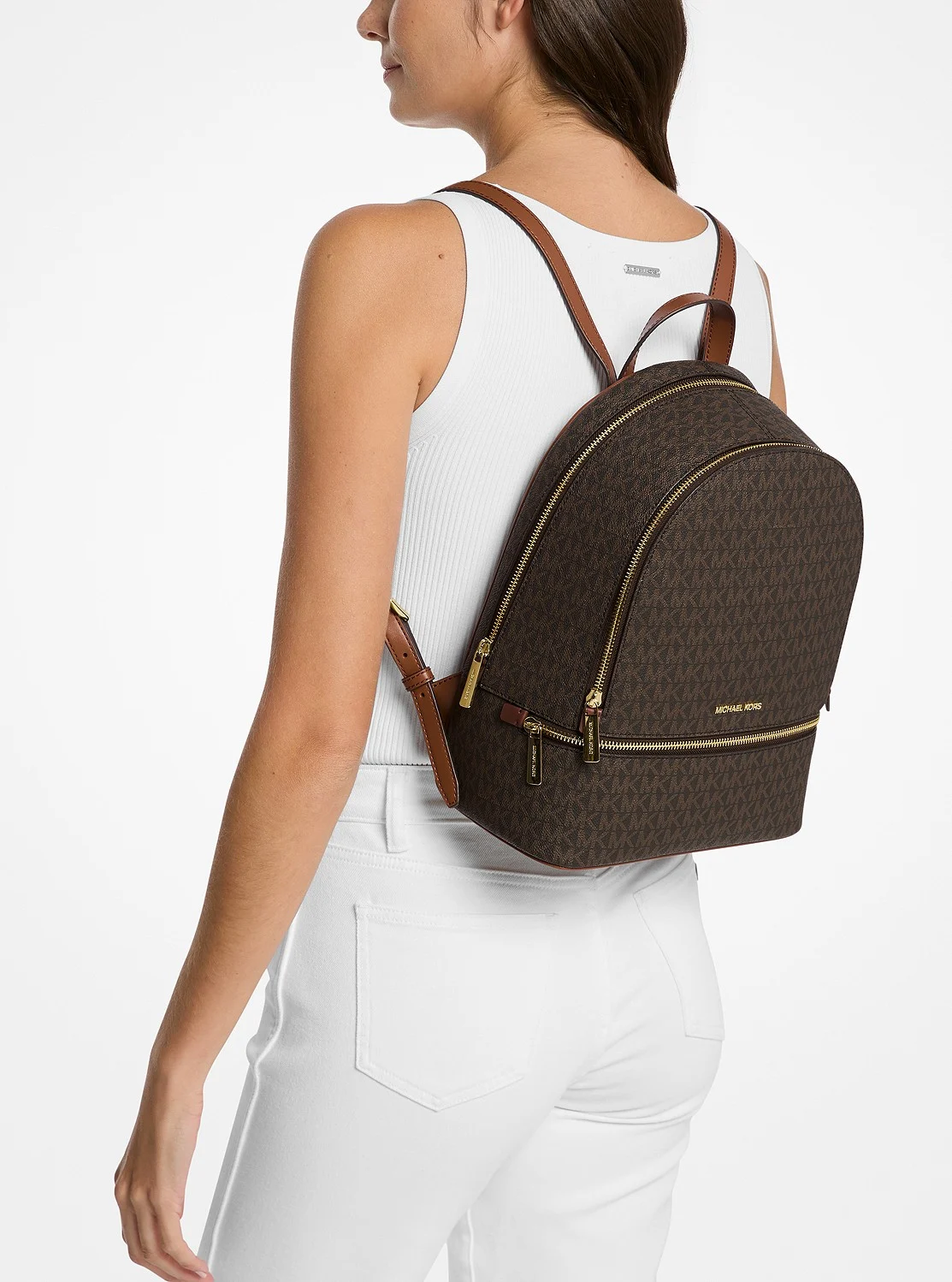 Michael Kors RHEA ジップ バックパック ミディアム - MKシグネチャー - Image 4