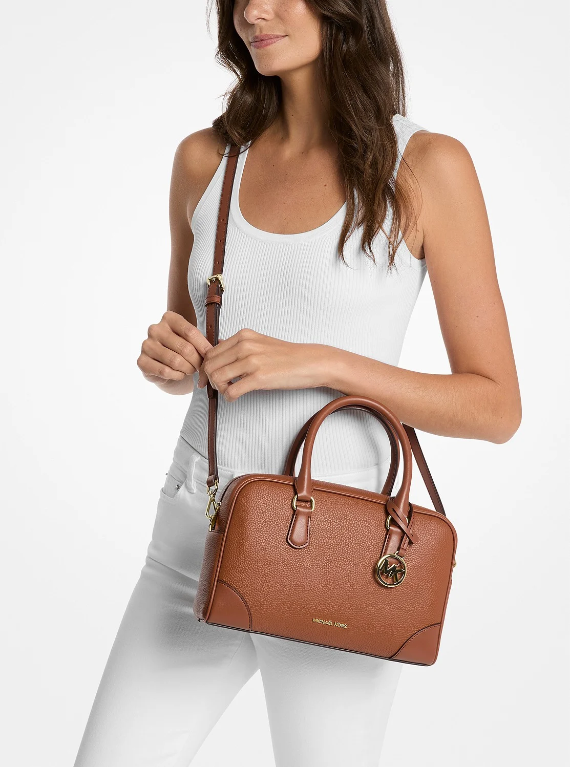 Michael Kors THOMPSON ぺブルレザー ダッフル サッチェル ミディアム - Image 4