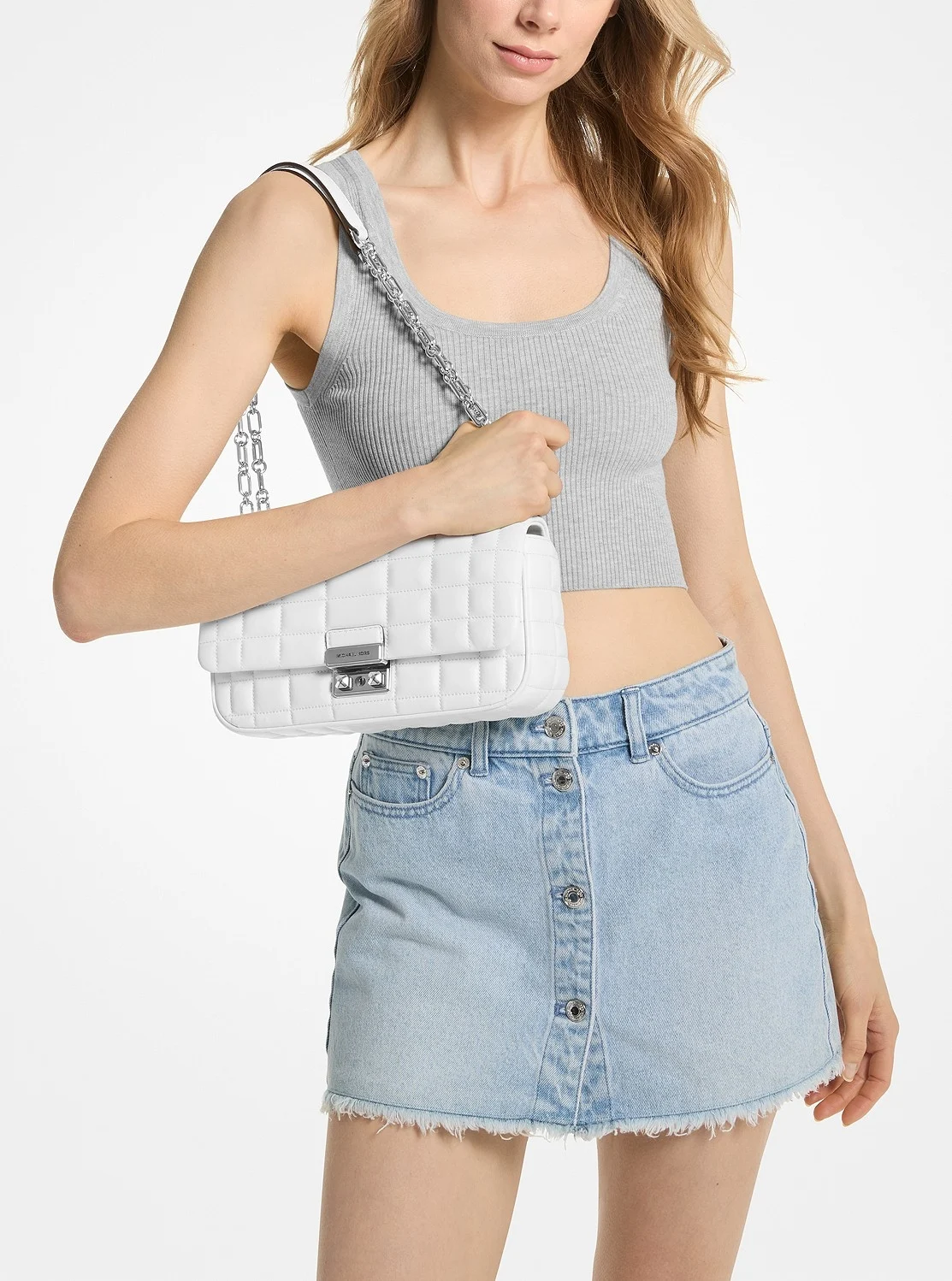 Michael Kors TRIBECA キルテッドレザー ショルダー ラージ - Image 4