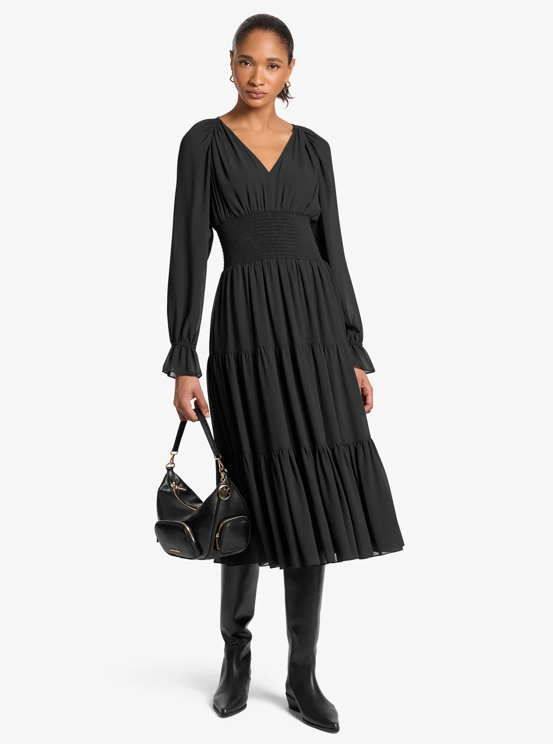 Michael Kors Vネック ミディドレス