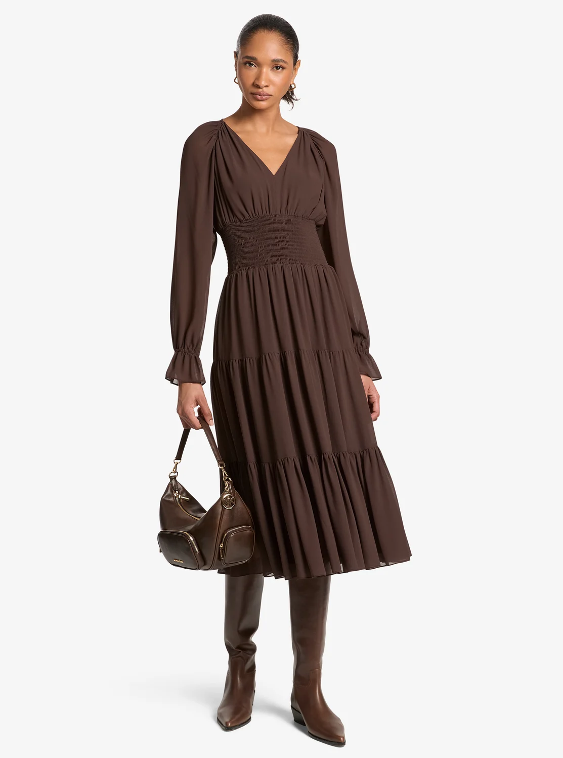 Michael Kors Vネック ミディドレス