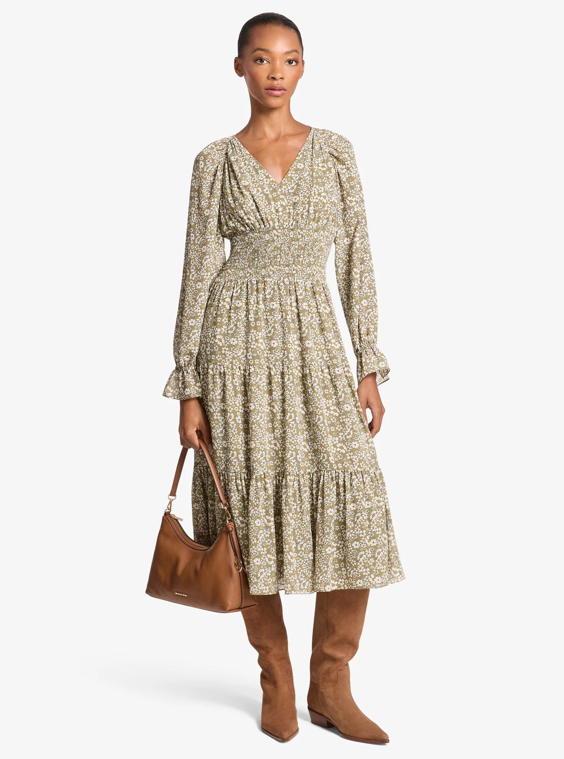 Michael Kors Vネック ミディドレス