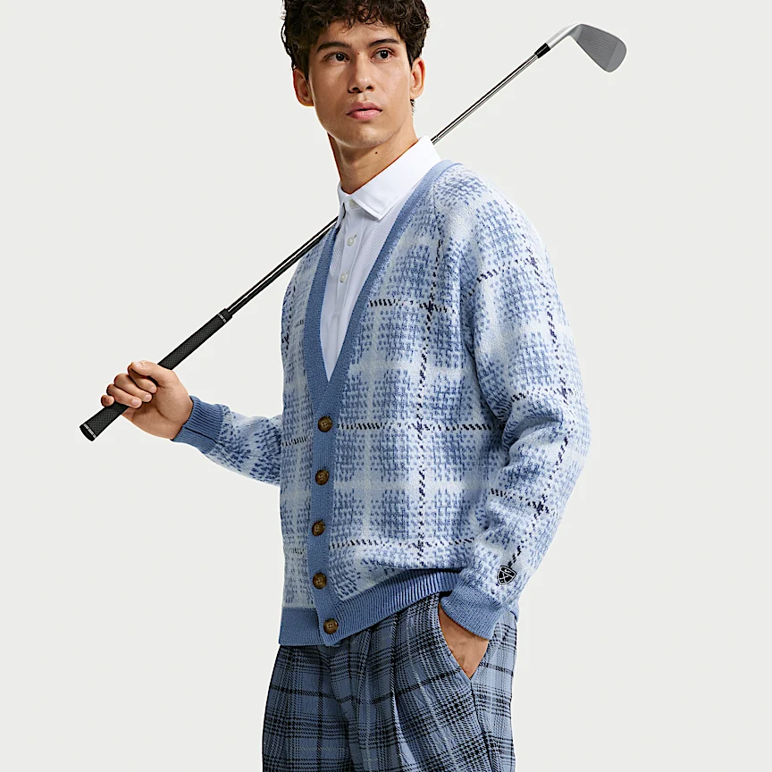 NIKE タータン — メンズ ルーズ ゴルフカーディガン - Image 3