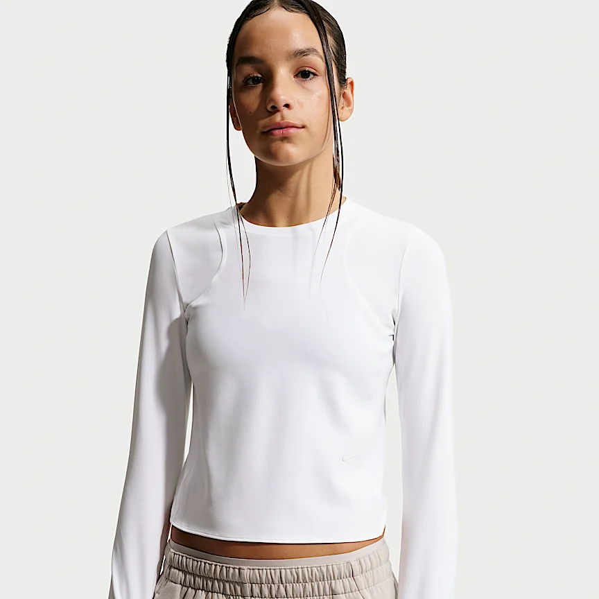 NIKE Mavn — Girls' Dri-FIT Ribbed Long-Sleeve Top