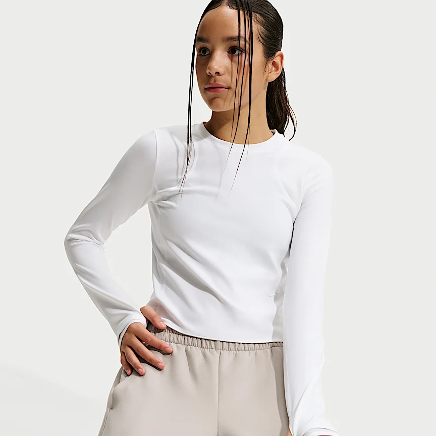 NIKE Mavn — Girls' Dri-FIT Ribbed Long-Sleeve Top - Image 3