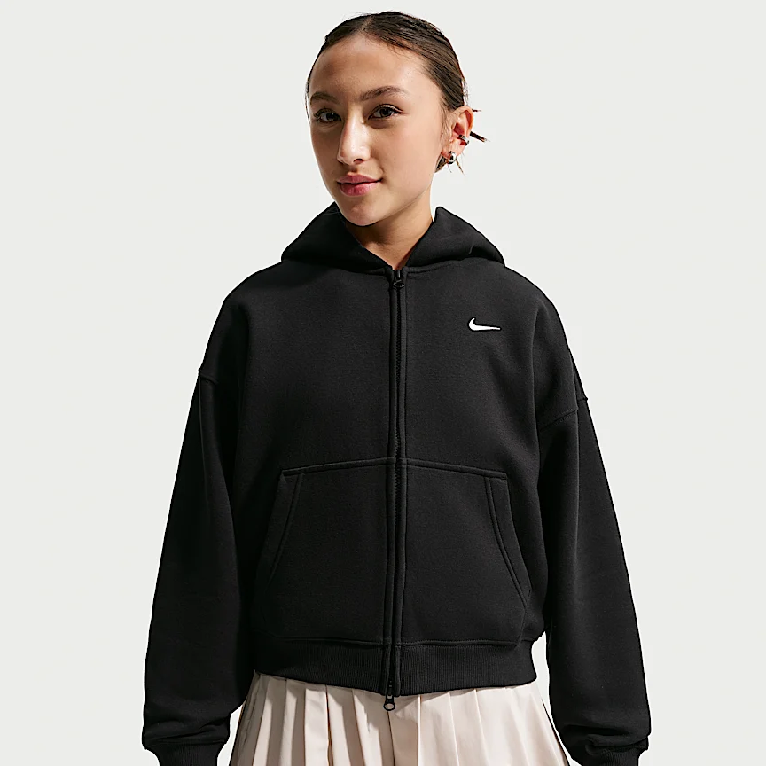 NIKE Sportswear Studio Fleece — Big Kids' (Girls') Oversized Full-Zip Hoodie - Image 3