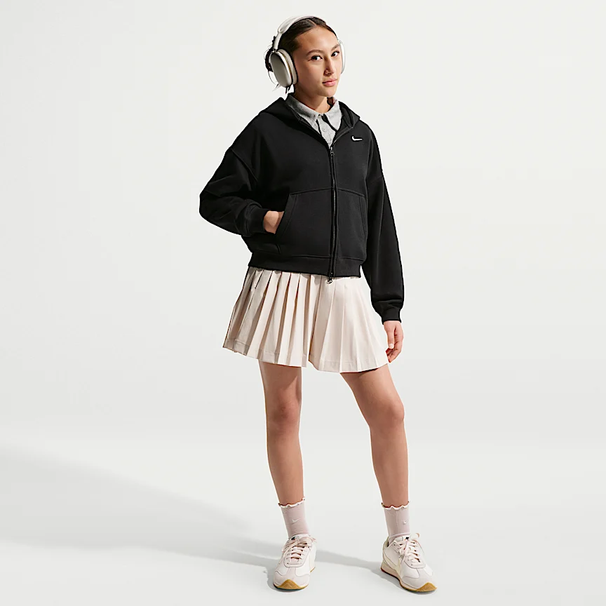 NIKE Sportswear Studio Fleece — Big Kids' (Girls') Oversized Full-Zip Hoodie - Image 4