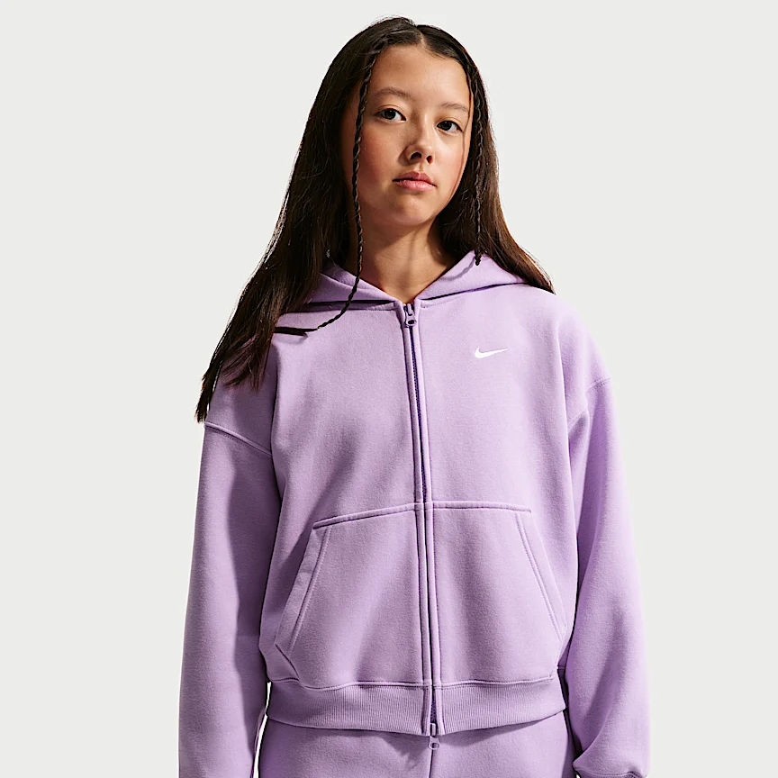 NIKE スポーツウェア スタジオ フリース — ジュニア (ガールズ) オーバーサイズド フルジップ パーカー