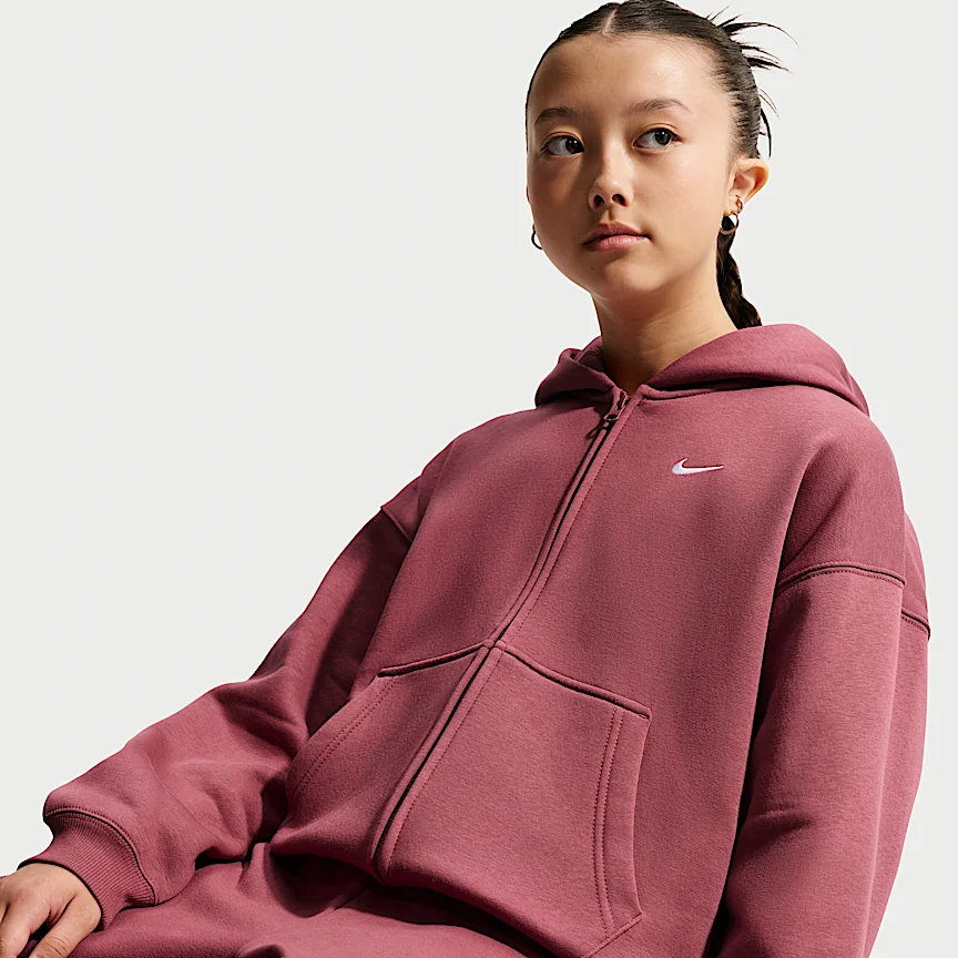 NIKE スポーツウェア スタジオ フリース — ジュニア (ガールズ) オーバーサイズド フルジップ パーカー